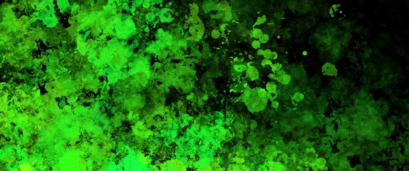 Abstract dark background stage, copy space, colorful neon green lights, bright reflections. Design concept for illustrations, decoration, wallpaper, backdrop, cinema scene or presentation.