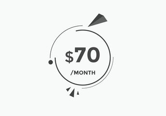 70 dollar price tag. 70$ dollar USD price symbol. price 70 Dollar sale banner in USD. Business or shopping promotion marketing concept

