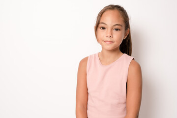 Portrait of young girl on white background