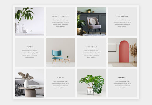 Minimal MoodBoard Mockup With Square Photo Placeholders