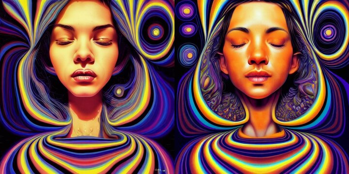 Trippy Psychedelic Hallucination Art Woman