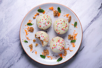White chocolate muffins. Traditional French recipe.