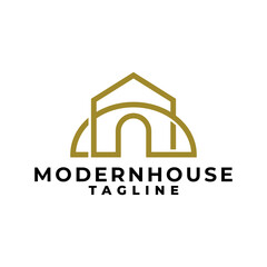 house logo with line art style. good for real estate company or any business related to house.