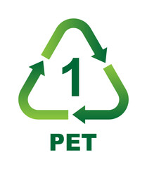 Recycling Symbols For Plastic. Vector icon illustration (PET)