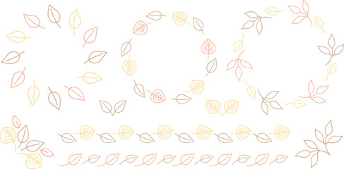 手書き植物の飾り枠セット　茶色