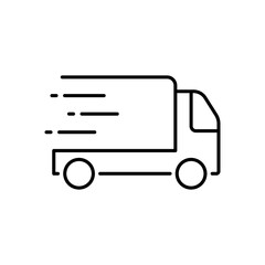 Service Truck Line Icon. Fast Van Shipping Order Linear Pictogram. Express Free Delivery Service Car Courier Outline Icon. Quick Vehicle Transport. Editable Stroke. Isolated Vector Illustration