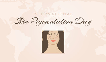 International Skin Pigmentation Day Background Design with Woman Face Illustration