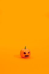 Halloween Pumpkin isolated on orange background. 3d illustration