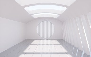 Empty interior geometric architecture, 3d rendering.