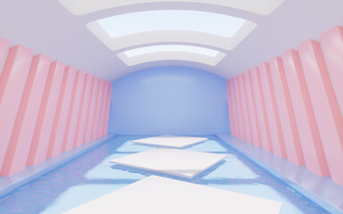 Empty stage with interior architecture, 3d rendering.