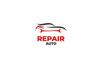 Flat auto repair logo design vector template illustration