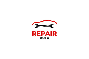 Flat auto repair logo design vector template illustration