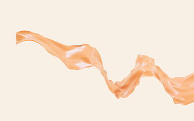 Orange abstract flowing cloth, 3d rendering.