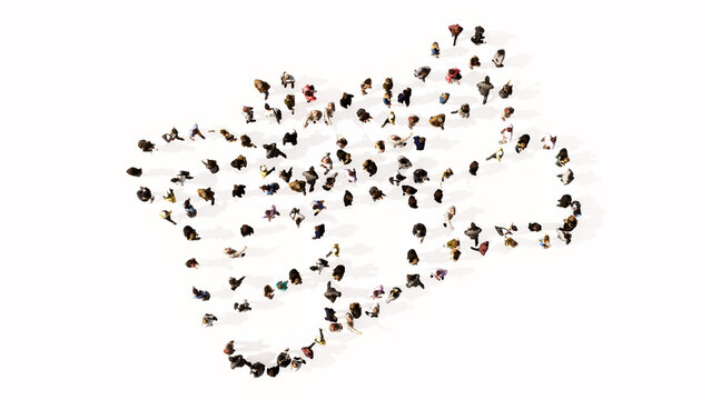Concept conceptual large community of people forming the image of a graduate diploma on white background. A 3d illustration metaphor for academic achievement, knowledge, learning, future professional