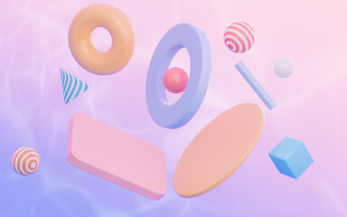 Abstract geometric figures, curves and figures, 3d rendering.