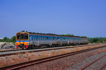 Fototapeta premium Diesel railcar on the railway.