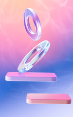 Abstract curves and geometric figure, 3d rendering.