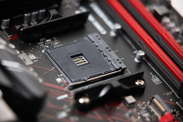 Fototapeta na wymiar close up of a computer motherboard
