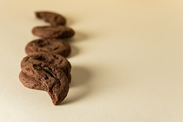 Tasty Chocolate Chip Cookies on Yellow Background Copy Space