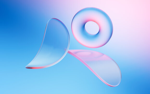 Abstract curves and geometric figure, 3d rendering.