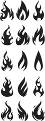 Fire flames, set vector icons. Fire sign. Fire flame icon isolated on white background. Vector illustration