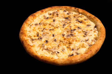 pizza four cheeses on a black background