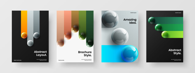 Amazing realistic balls book cover template set. Isolated flyer vector design concept collection.