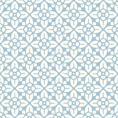 Mosaik seamless pattern. Modern outline shape geometric flowers pattern. Floral tile design element.