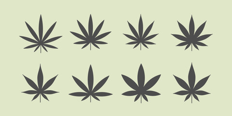 Set of cannabis leaf silhouette. Medical cannabis symbol. 