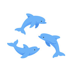 Cartoon dolphin, cute character for children. Vector illustration in cartoon style for abc book, poster, postcard.