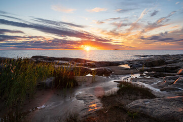 Sunset on the beach. Fäboda, Finland