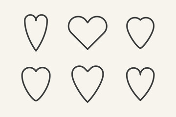 Collection of heart symbol. Heart icon set.