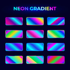 Neon gradient swatches set, vibrant gradients collection