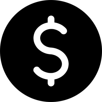 Black Filled Circle With Dollar Sign, Rounded Coin Icon With Negative Space