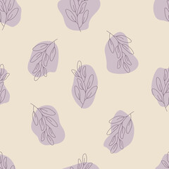 Seamless decorative elegant pattern with twigs. Print for textile, wallpaper, covers, surface. For fashion fabric. Retro stylization.