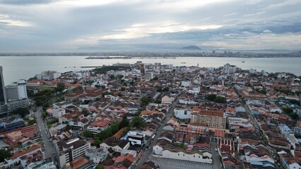 Georgetown, Penang Malaysia - May 14, 2022: The Amazing Scenery of around Armenian Street and Georgetown