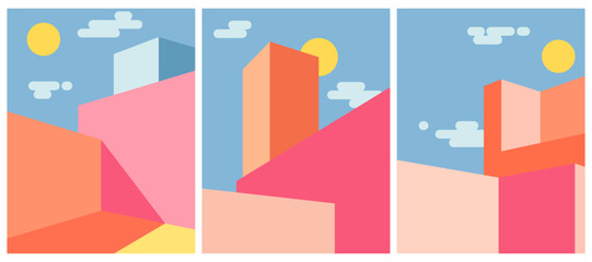 Abstract buildings, line simple architecture, vector illustration