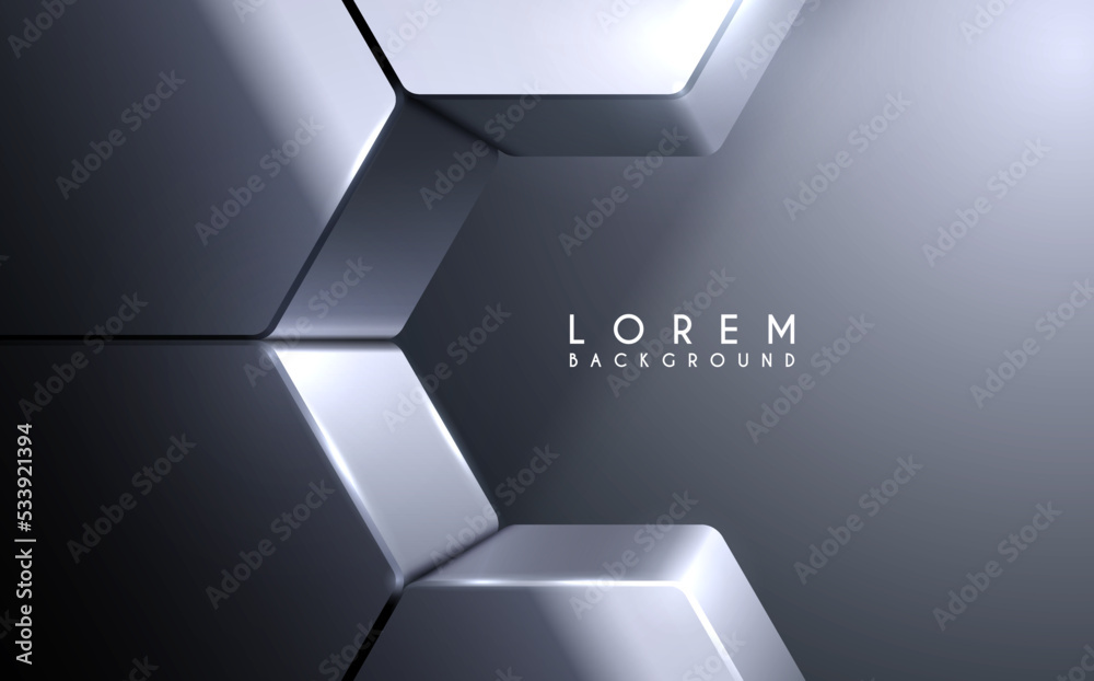 Wall mural simple chrome hexagon objects background