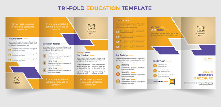 Creative education trifold brochure design template