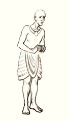 Bald Egyptian servant. Pencil drawing