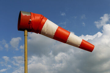 Windsock indicator of wind on runway airport