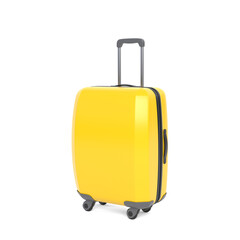 Yellow suitcase isolated on a white background. 3d rendering illustration