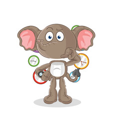 elephant with wristwatch cartoon. cartoon mascot vector