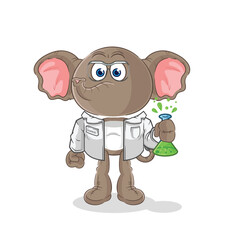 elephant scientist character. cartoon mascot vector