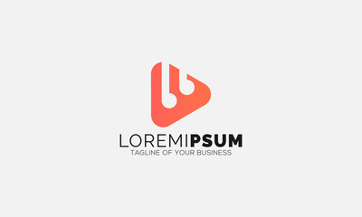 Obraz premium Logo design template Music. Logo headphone with play button video