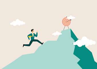 Business People Moving to Success. Men climbing Up Career Ladders and Growth to Achievement of Goals, Business, and Career Development Vector Illustration