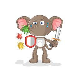 elephant against viruses cartoon. cartoon mascot vector