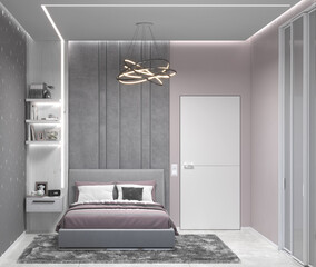 Bedroom in elegant styling, 3D render