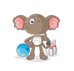 elephant play bowling illustration. character vector