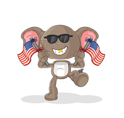 elephant american youth cartoon mascot vector